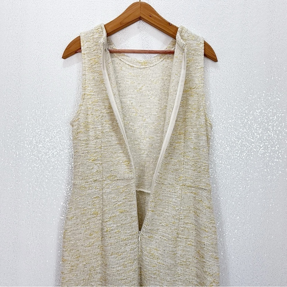 LOFT yellow Tweed Sleeveless Ruffle Hem dress size 10P - Picture 4 of 11